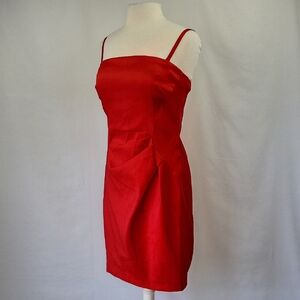 Calvin Klein Convertible Taffeta Cocktail Dress Red Size 10